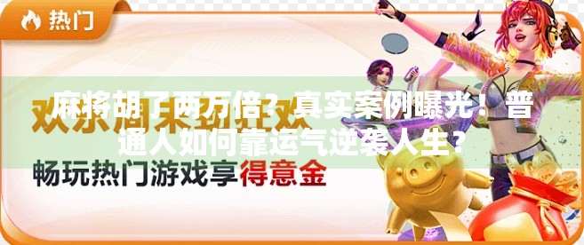 麻将胡了两万倍?真实案例曝光!普通人如何靠运气逆袭人生? 麻将胡了两万倍?真实案例曝光!普通人如何靠运气逆袭人生?